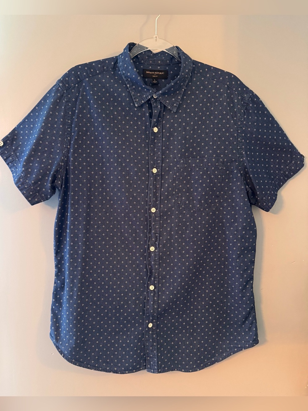 Banana Republic Slim Fit Button Up Shirt Size Large Slim Fit Denim Blue Cotton